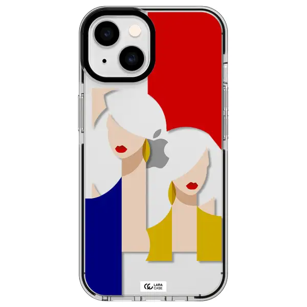 Abstract Two Female Portrait Apple iPhone 14 impact black border Case