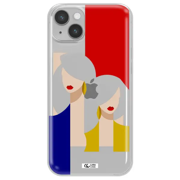 Abstract Two Female Portrait Apple iPhone 14 plus Clear TPU Case