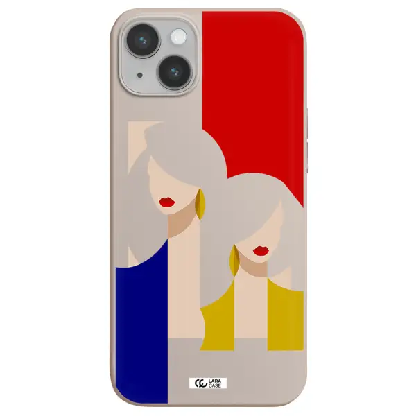 Abstract Two Female Portrait Apple iPhone 14 plus Silicone Stone Case