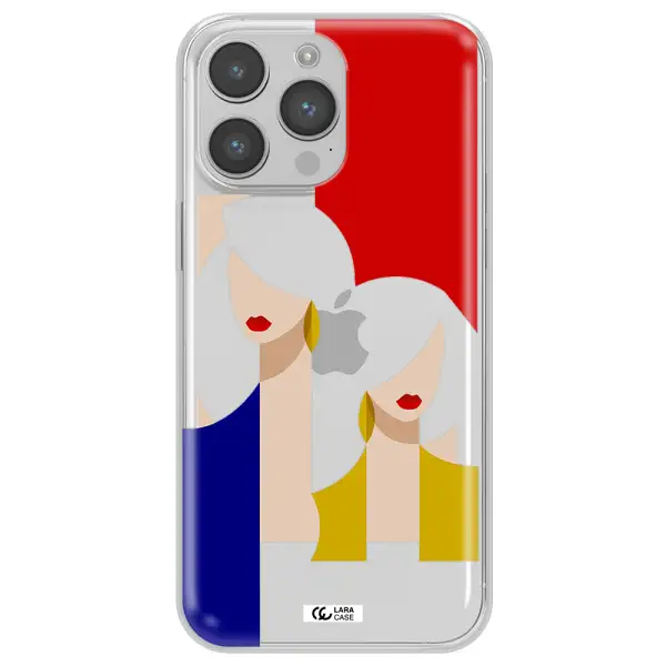 Abstract Two Female Portrait Apple iPhone 14 pro Clear TPU Case