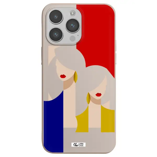 Abstract Two Female Portrait Apple iPhone 14 pro Silicone Stone Case