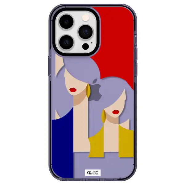 Abstract Two Female Portrait Apple iPhone 15 Pro impact Lilac Case