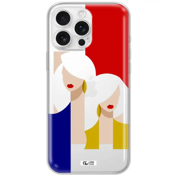 Abstract Two Female Portrait Apple Iphone 16 Pro Max Clear Tpu Case