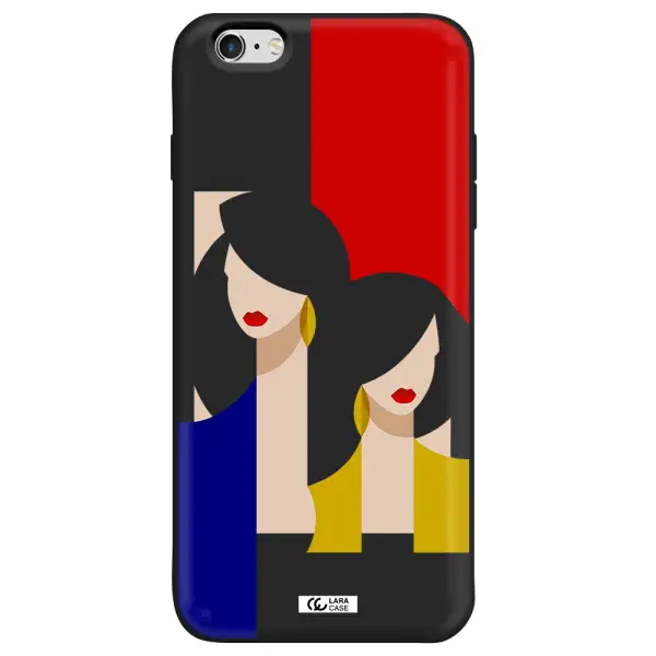 Abstract Two Female Portrait Apple iPhone 6 plus Silicone black Case