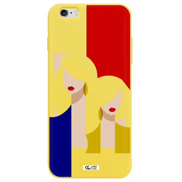 Abstract Two Female Portrait Apple iPhone 6 s plus Silicone canary yellow Case