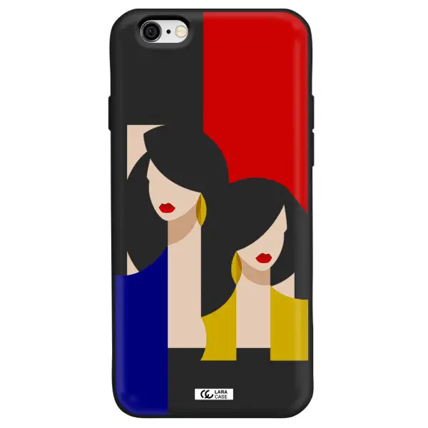 Abstract Two Female Portrait Apple iPhone 6 Silicone black Case