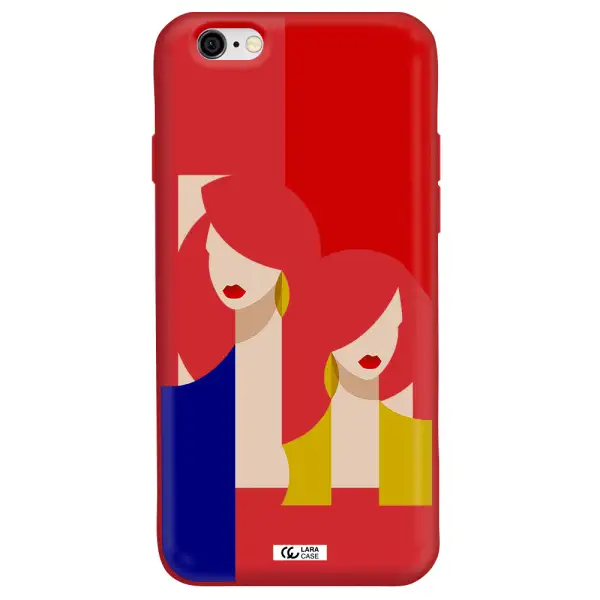 Abstract Two Female Portrait Apple iPhone 6 Silicone Imperial Red Case