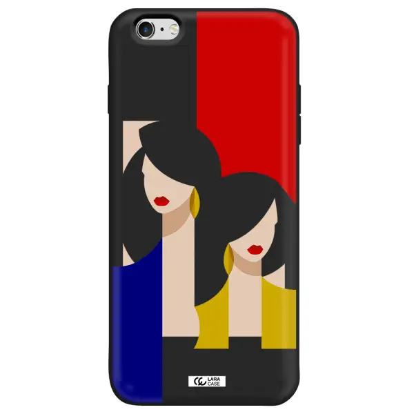 Abstract Two Female Portrait Apple iPhone 6S Silicone black Case