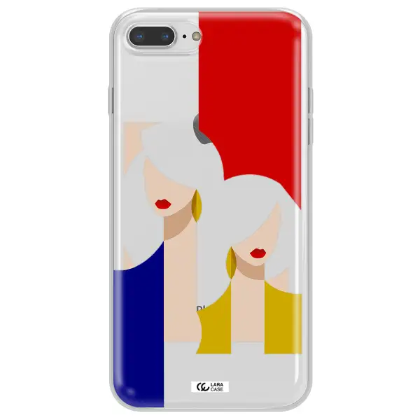 Abstract Two Female Portrait Apple iPhone 7 plus Clear TPU Case