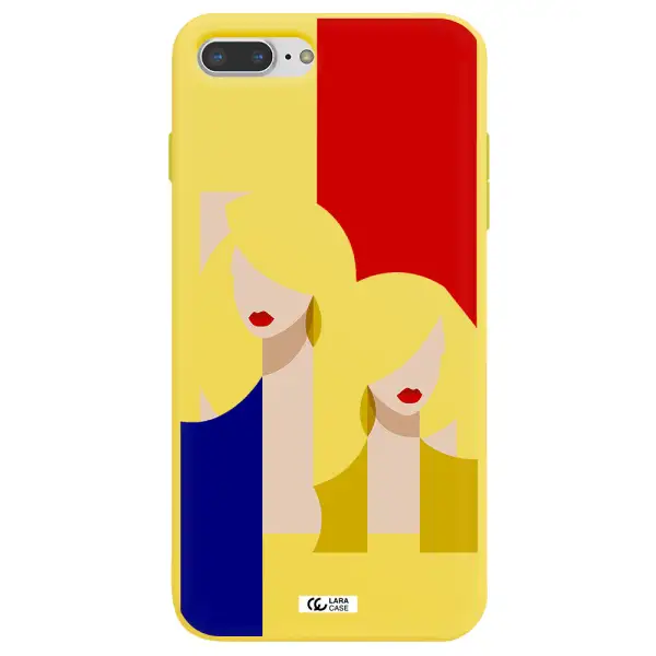 Abstract Two Female Portrait Apple iPhone 7 plus Silicone canary yellow Case