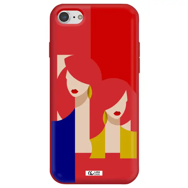 Abstract Two Female Portrait Apple iPhone 7 Silicone Imperial Red Case