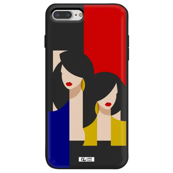 Abstract Two Female Portrait Apple iPhone 8 plus Silicone black Case