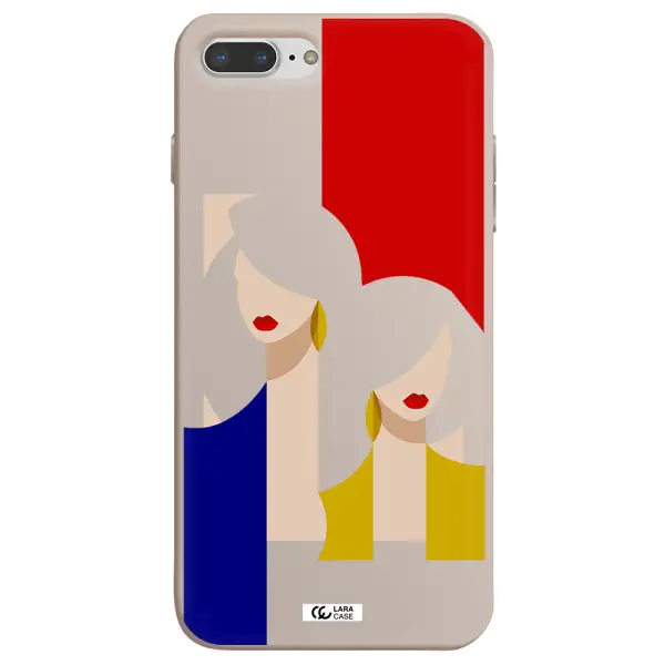 Abstract Two Female Portrait Apple iPhone 8 plus Silicone Stone Case