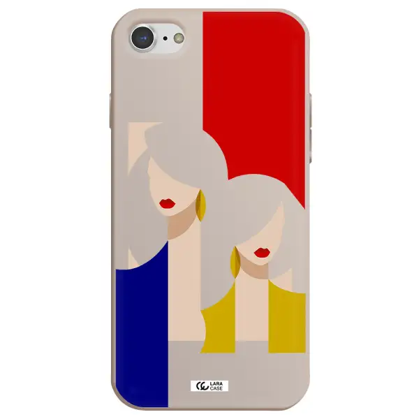 Abstract Two Female Portrait Apple iPhone 8 Silicone Stone Case
