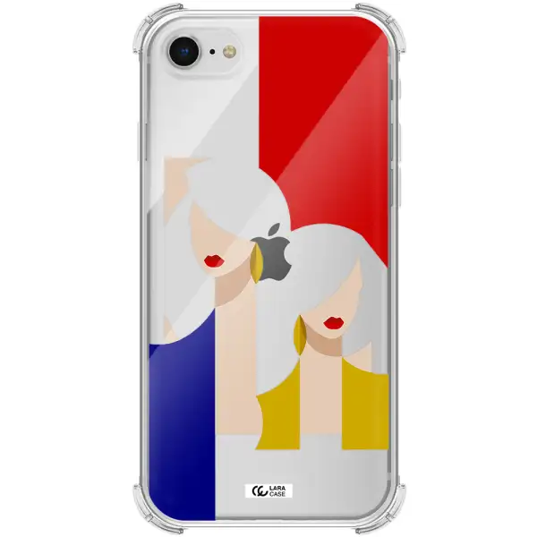 Abstract Two Female Portrait Apple iPhone se 2020 Clear PC Case