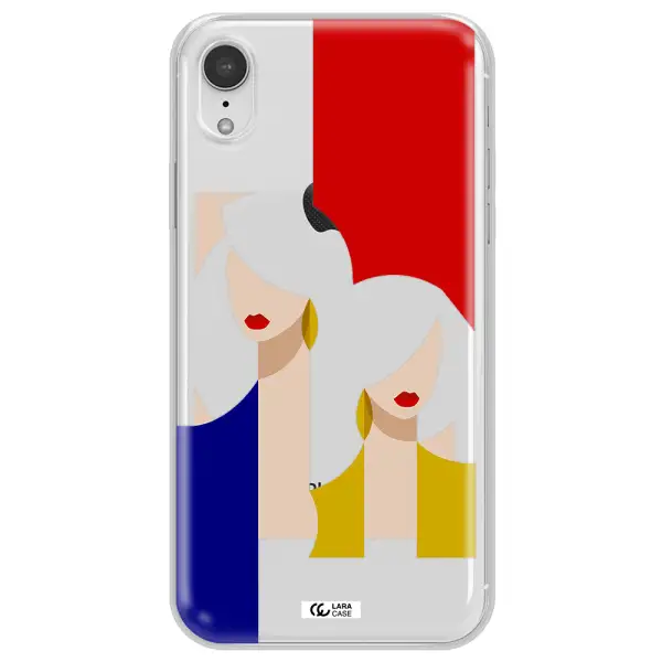 Abstract Two Female Portrait Apple iPhone XR Clear TPU Case