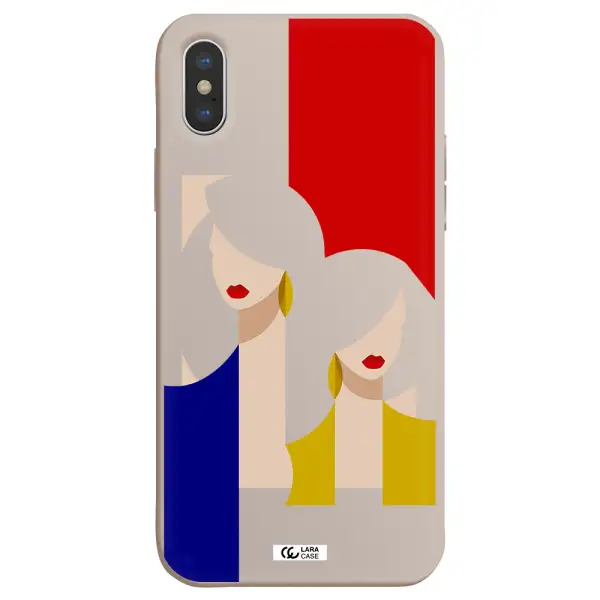 Abstract Two Female Portrait Apple iPhone XS Silicone Stone Case