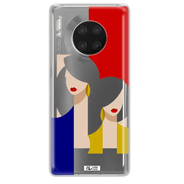 Abstract Two Female Portrait Huawei Mate 30 Pro Clear TPU Case