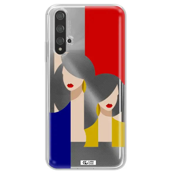 Abstract Two Female Portrait Huawei Nova 5t Clear TPU Case