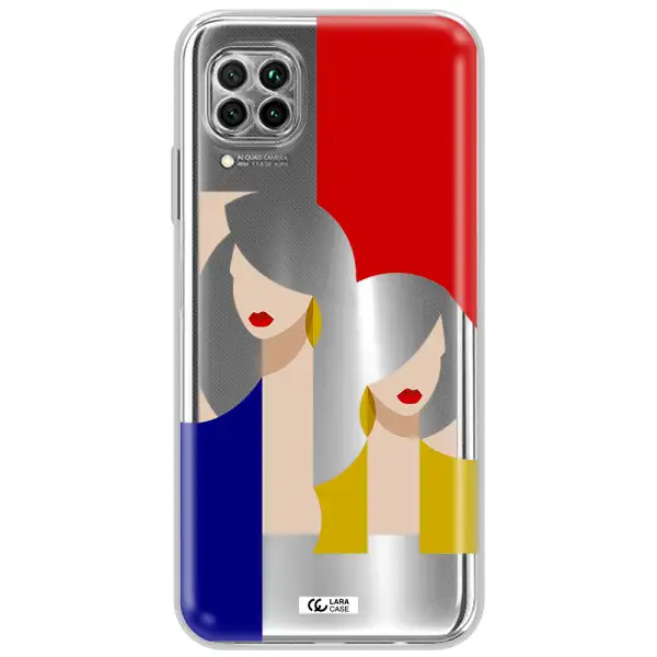 Abstract Two Female Portrait Huawei Nova 7I Clear Tpu Case