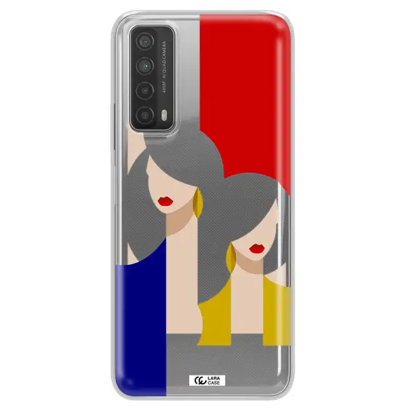 Abstract Two Female Portrait Huawei P Smart 2021 Clear TPU Case