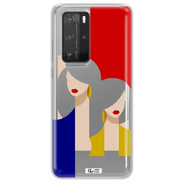 Abstract Two Female Portrait Huawei P40 Pro Clear TPU Case