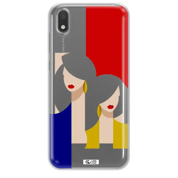Abstract Two Female Portrait Huawei Y5 2019 Clear TPU Case