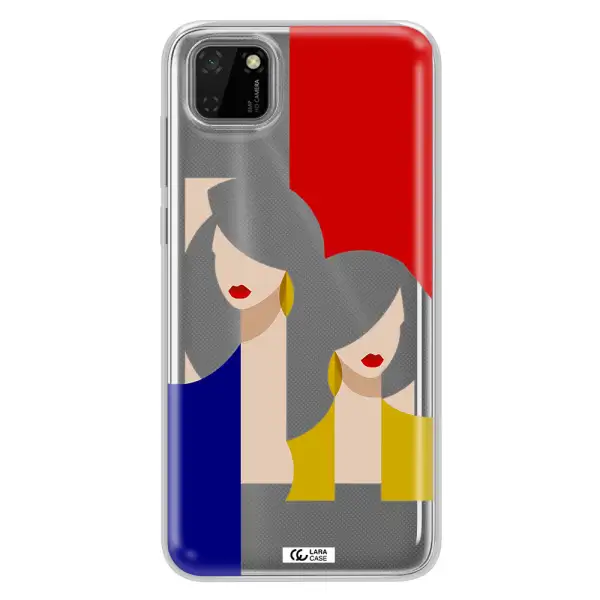 Abstract Two Female Portrait Huawei Y5P Clear TPU Case