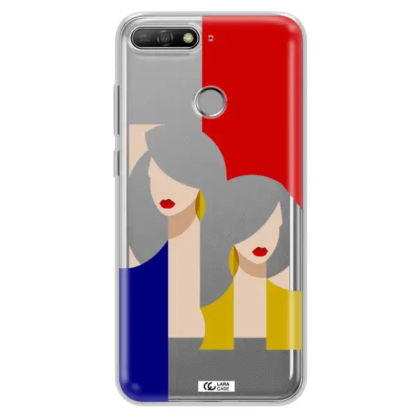 Abstract Two Female Portrait Huawei Y6 Prime 2018 Clear TPU Case