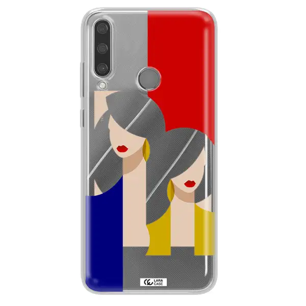 Abstract Two Female Portrait Huawei Y6P Clear TPU Case