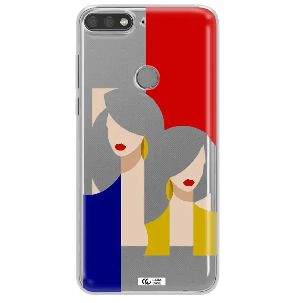 Abstract Two Female Portrait Huawei Y7 Prime 2018 Clear TPU Case