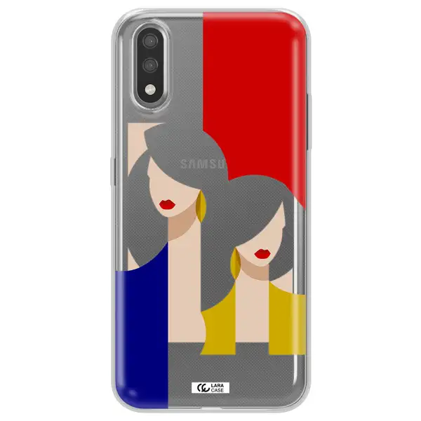 Abstract Two Female Portrait Samsung A01 Clear TPU Case