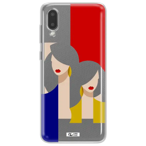 Abstract Two Female Portrait Samsung A02 Clear TPU Case