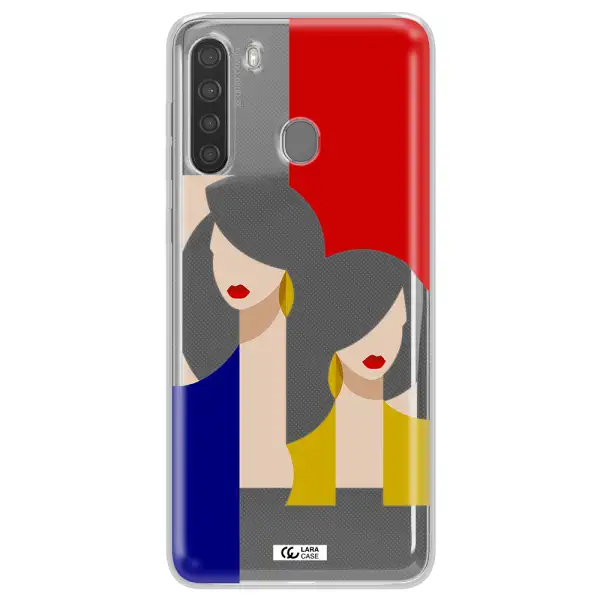 Abstract Two Female Portrait Samsung A21 Clear TPU Case