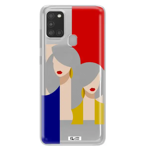 Abstract Two Female Portrait Samsung A21S Clear TPU Case