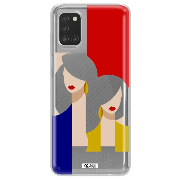 Abstract Two Female Portrait Samsung A31 Clear TPU Case