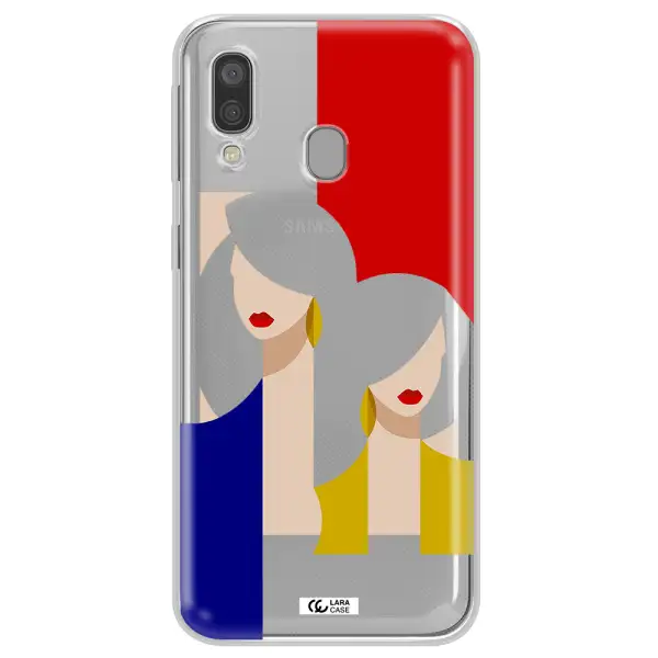 Abstract Two Female Portrait Samsung A40 Clear TPU Case