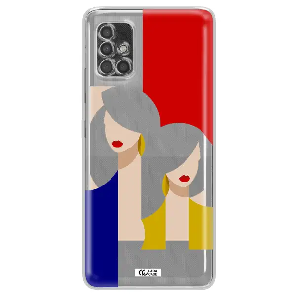 Abstract Two Female Portrait Samsung A40S Clear Tpu Case