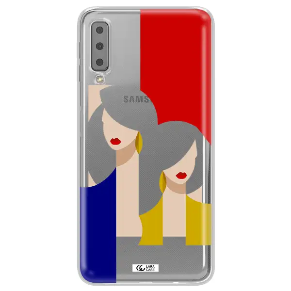 Abstract Two Female Portrait Samsung A7 2018 Clear TPU Case