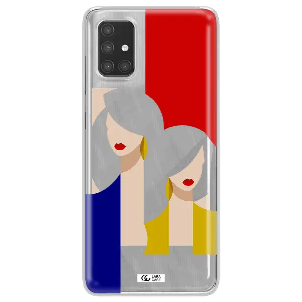 Abstract Two Female Portrait Samsung A71 Clear TPU Case