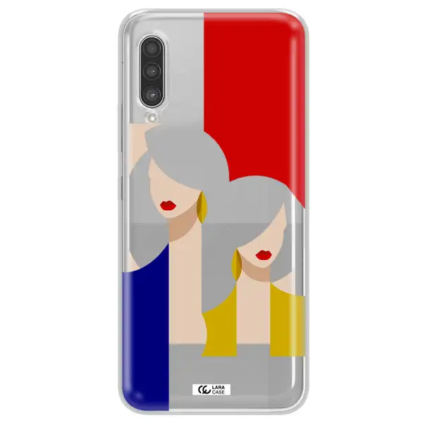 Abstract Two Female Portrait Samsung A90 Clear TPU Case