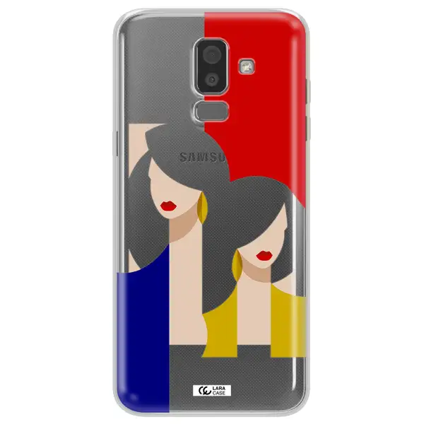 Abstract Two Female Portrait Samsung J8 Clear TPU Case