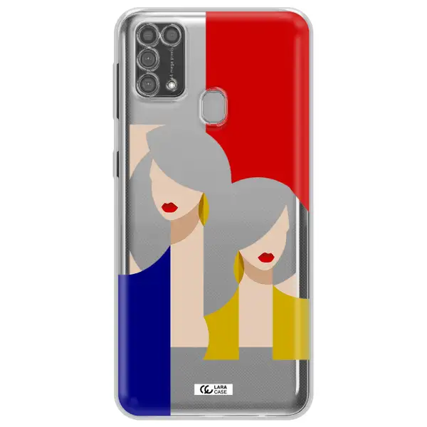 Abstract Two Female Portrait Samsung M31 Clear TPU Case