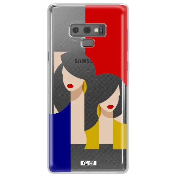 Abstract Two Female Portrait Samsung Note 9 Clear TPU Case