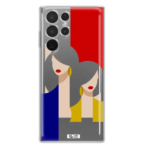 Abstract Two Female Portrait Samsung S 22 Ultra Clear TPU Case