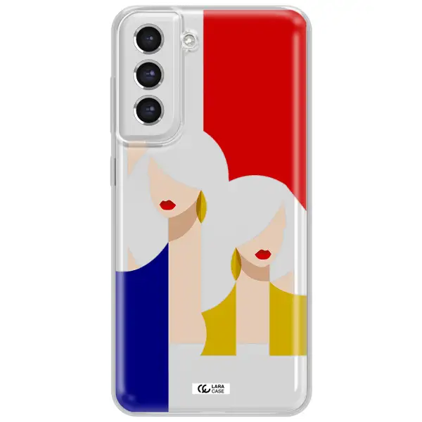 Abstract Two Female Portrait Samsung S21 Fe Clear Tpu Case