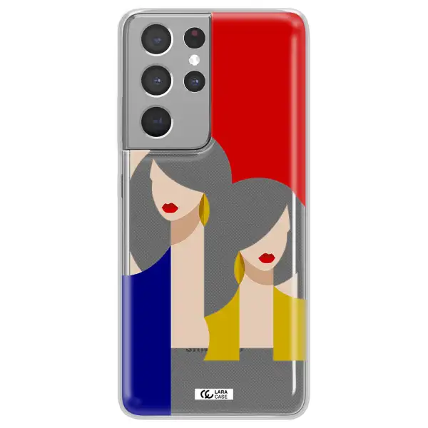 Abstract Two Female Portrait Samsung S21 Ultra Clear TPU Case