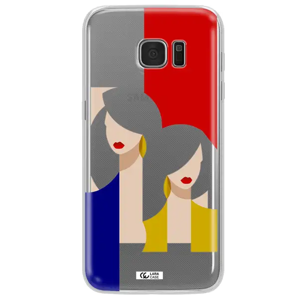 Abstract Two Female Portrait Samsung S7 Edge Clear TPU Case