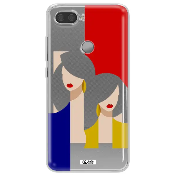 Abstract Two Female Portrait Xiaomi Mi 8 Lite Clear TPU Case