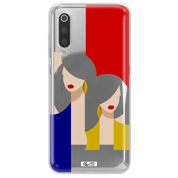 Abstract Two Female Portrait Xiaomi Mi 9 Clear TPU Case